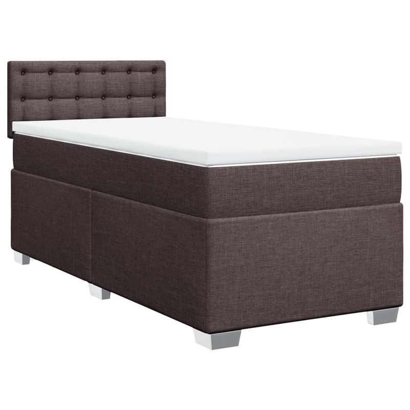 Casa si Gradina - Mobilier - Paturi si accesorii - Paturi - Pat box spring cu saltea, maro inchis, 90x190 cm, textil - Infinity.ro