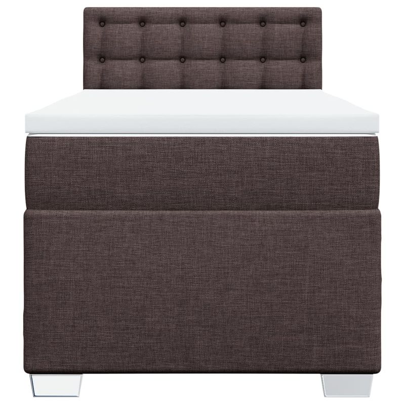 Casa si Gradina - Mobilier - Paturi si accesorii - Paturi - Pat box spring cu saltea, maro inchis, 90x190 cm, textil - Infinity.ro