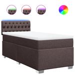 Casa si Gradina - Mobilier - Paturi si accesorii - Paturi - Pat box spring cu saltea, maro inchis, 90x200 cm, textil - Infinity.ro