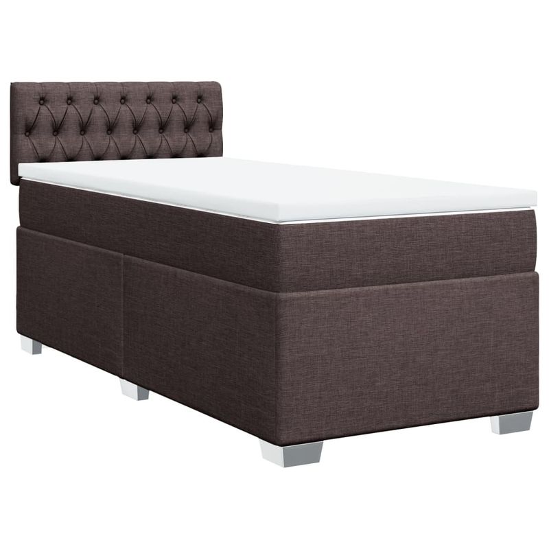 Casa si Gradina - Mobilier - Paturi si accesorii - Paturi - Pat box spring cu saltea, maro inchis, 90x200 cm, textil - Infinity.ro