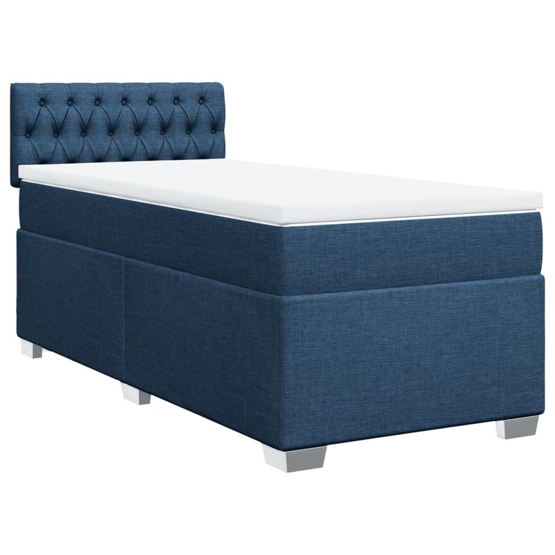 Casa si Gradina - Mobilier - Paturi si accesorii - Paturi - Pat box spring cu saltea, albastru, 100x200 cm, textil - Infinity.ro