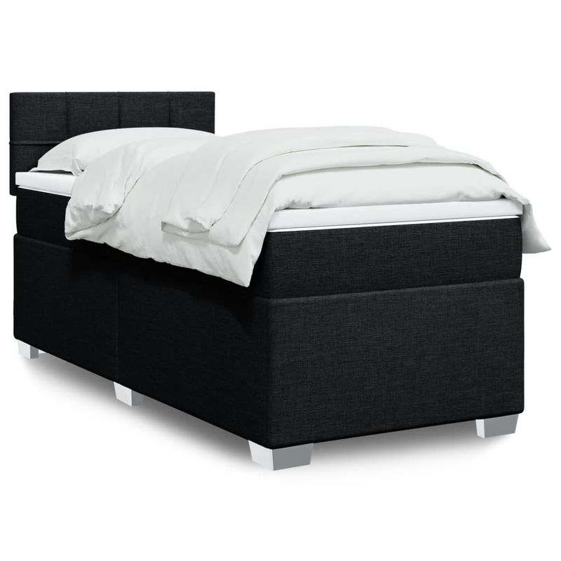 Casa si Gradina - Mobilier - Paturi si accesorii - Paturi - Pat box spring cu saltea, negru, 80x200 cm, textil - Infinity.ro