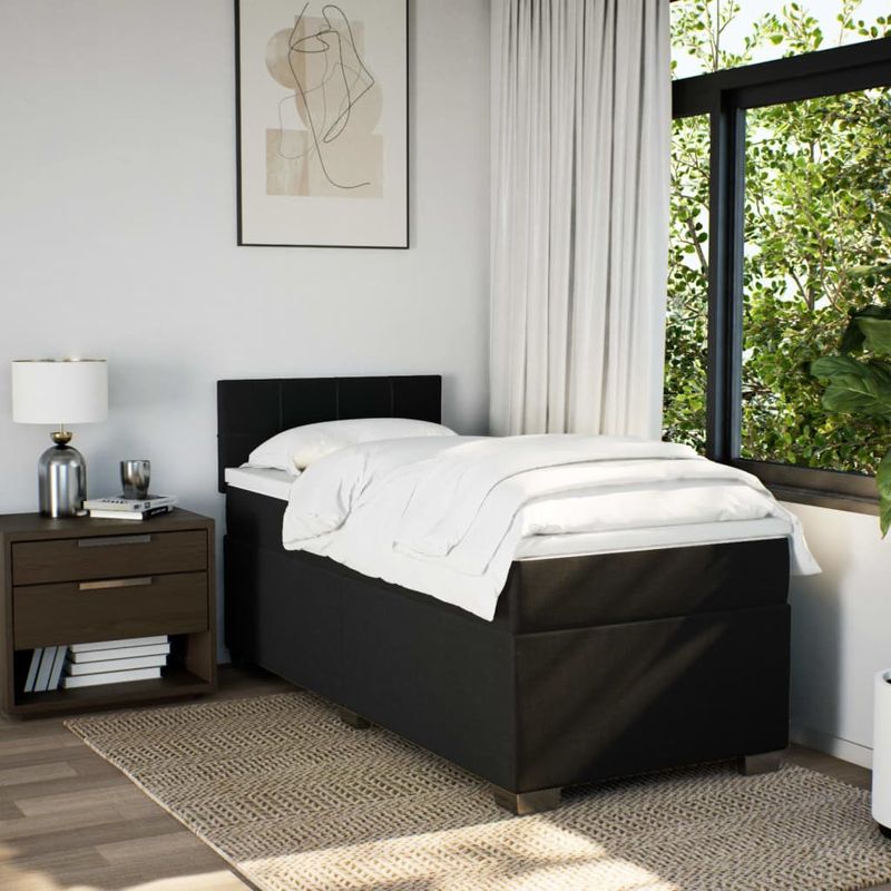 Casa si Gradina - Mobilier - Paturi si accesorii - Paturi - Pat box spring cu saltea, negru, 80x200 cm, textil - Infinity.ro