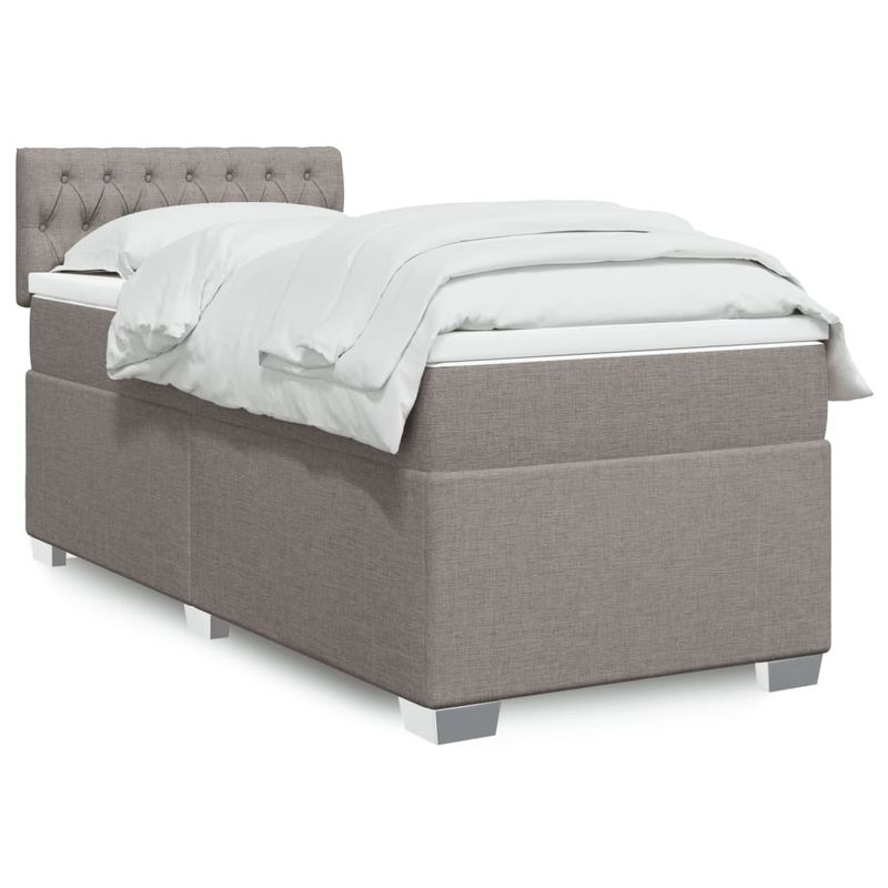 Casa si Gradina - Mobilier - Paturi si accesorii - Paturi - Pat box spring cu saltea, gri taupe, 100x200 cm, textil - Infinity.ro