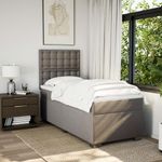 Casa si Gradina - Mobilier - Paturi si accesorii - Paturi - Pat box spring cu saltea, gri taupe, 90x190 cm, textil - Infinity.ro
