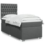Casa si Gradina - Mobilier - Paturi si accesorii - Paturi - Pat box spring cu saltea, gri inchis, 80x200 cm, textil - Infinity.ro