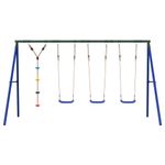 Jucarii, Copii si Bebe - Jucarii si jocuri - Jucarii de exterior - Spatii de joaca si accesorii - Set leagan de exterior, cu leagane și leagan cu disc, albastru, model 3x scaun leagăn + leagăn disc - Infinity.ro