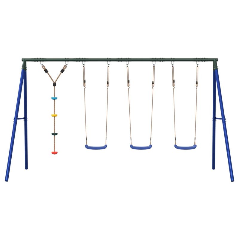Jucarii, Copii si Bebe - Jucarii si jocuri - Jucarii de exterior - Spatii de joaca si accesorii - Set leagan de exterior, cu leagane și leagan cu disc, albastru, model 3x scaun leagăn + leagăn disc - Infinity.ro
