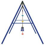 Jucarii, Copii si Bebe - Jucarii si jocuri - Jucarii de exterior - Spatii de joaca si accesorii - Set leagan de exterior, cu leagane și leagan cu disc, albastru, model 3x scaun leagăn + leagăn disc - Infinity.ro