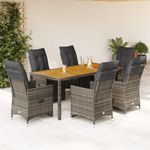 Casa si Gradina - Gradina si terasa - Mobilier exterior - Seturi mobila gradina - Set bistro de gradina cu perne, 7 piese, gri, poliratan - Infinity.ro