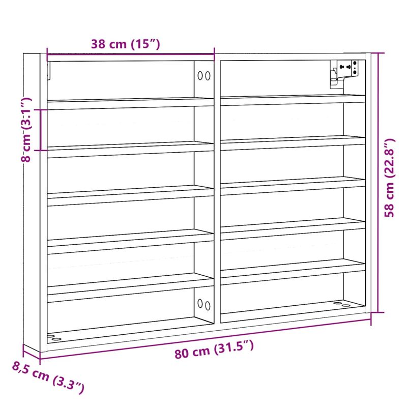 Casa si Gradina - Mobilier - Biblioteci si rafturi - Rafturi - Dulap cu vitrina, stejar maro, 80x8,5x58 cm, lemn prelucrat - Infinity.ro