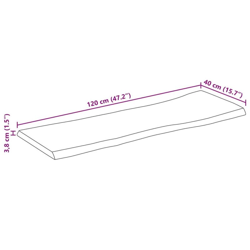 Casa si Gradina - Mobilier - Feronerie si accesorii mobila - Blat masa 120x40x3,8 cm dreptunghiular lemn acacia margine vie - Infinity.ro