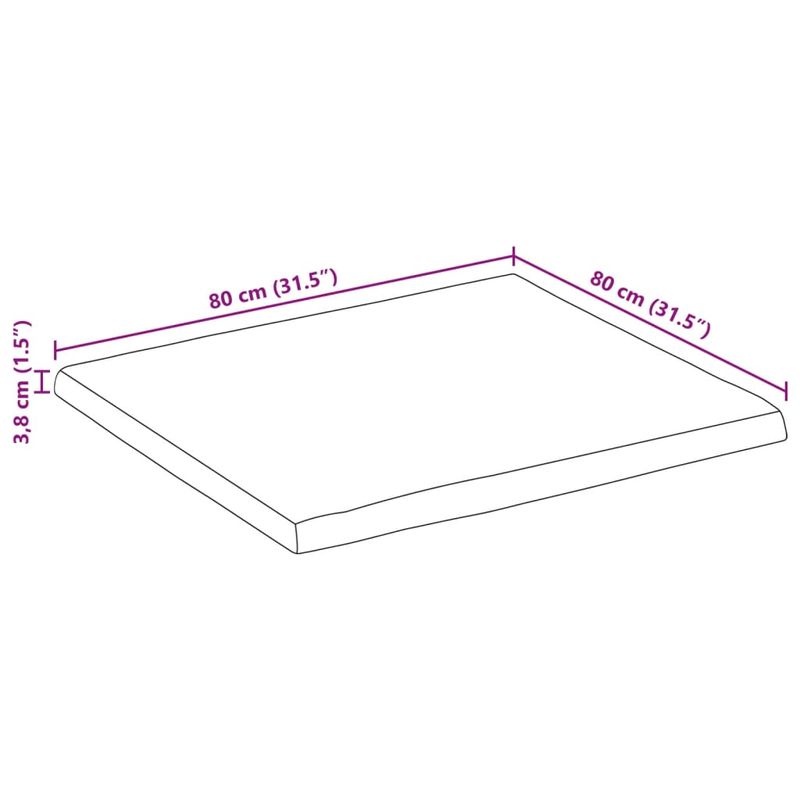 Casa si Gradina - Mobilier - Feronerie si accesorii mobila - Blat masa 80x80x3,8 cm, patrat, lemn masiv acacia margine vie - Infinity.ro
