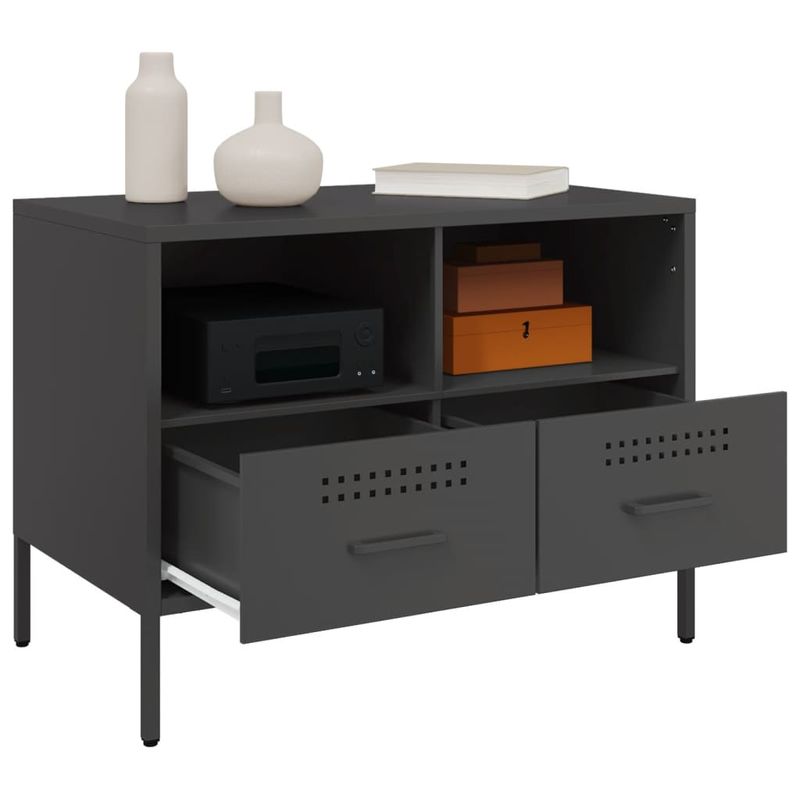 Casa si Gradina - Mobilier - Comode si corpuri - Comode - Dulap TV, 2 buc., negru, 68x39x50,5 cm, otel laminat la rece - Infinity.ro