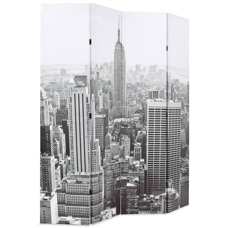 Casa si Gradina - Decoratiuni - Pereti despartitori si paravane - Paravan camera pliabil, 160x170 cm, New York pe zi, alb/negru - Infinity.ro
