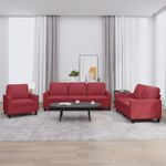 Casa si Gradina - Mobilier - Seturi de mobilier - Seturi living - Set de canapele cu perne, 3 piese, rosu vin, piele ecologica - Infinity.ro