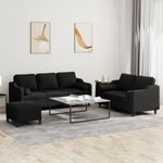 Casa si Gradina - Mobilier - Seturi de mobilier - Seturi living - Set de canapele cu perne, 3 piese, negru, textil - Infinity.ro