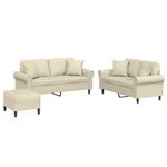 Casa si Gradina - Mobilier - Seturi de mobilier - Seturi living - Set de canapele cu perne, 3 piese, crem, piele ecologica - Infinity.ro