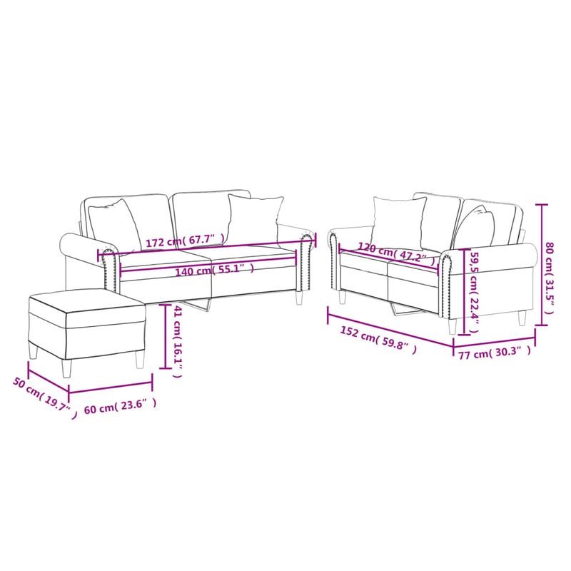 Casa si Gradina - Mobilier - Seturi de mobilier - Seturi living - Set de canapele cu perne, 3 piese, crem, piele ecologica - Infinity.ro