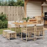 Casa si Gradina - Gradina si terasa - Mobilier exterior - Seturi mobila gradina - Set de masa pentru gradina, 9 piese, cu perne, bej, poliratan - Infinity.ro