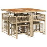 Casa si Gradina - Gradina si terasa - Mobilier exterior - Seturi mobila gradina - Set de masa pentru gradina, 9 piese, cu perne, bej, poliratan - Infinity.ro