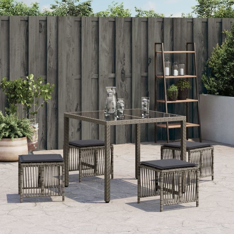 Casa si Gradina - Gradina si terasa - Mobilier exterior - Scaune si sezlonguri gradina - Scaune de gradina cu perne, 4 buc. gri 41x41x36 cm poliratan - Infinity.ro