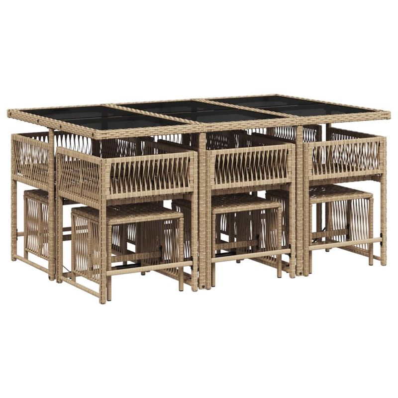 Casa si Gradina - Gradina si terasa - Mobilier exterior - Seturi mobila gradina - Set mobilier de gradina cu perne, 11 piese, bej, poliratan - Infinity.ro