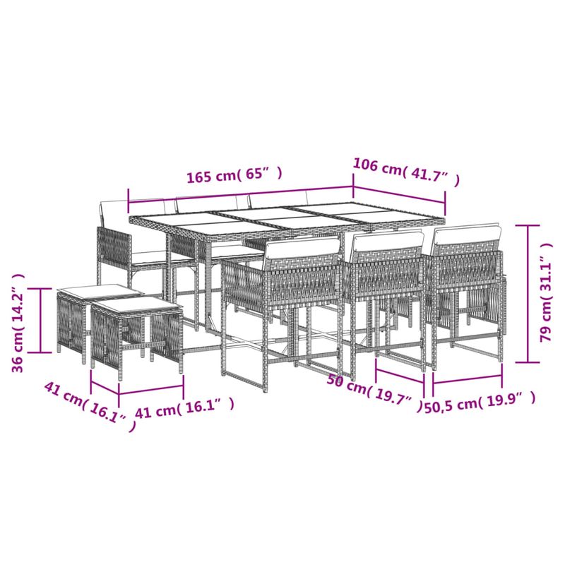 Casa si Gradina - Gradina si terasa - Mobilier exterior - Seturi mobila gradina - Set mobilier de gradina cu perne, 11 piese, bej, poliratan - Infinity.ro