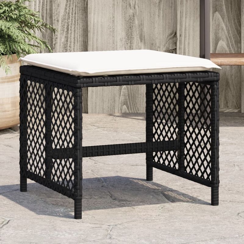 Casa si Gradina - Gradina si terasa - Mobilier exterior - Scaune si sezlonguri gradina - Scaune de gradina cu perne, 4 buc. negru 41x41x36 cm poliratan - Infinity.ro