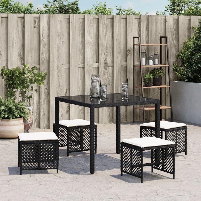 Casa si Gradina - Gradina si terasa - Mobilier exterior - Scaune si sezlonguri gradina - Scaune de gradina cu perne, 4 buc. negru 41x41x36 cm poliratan - Infinity.ro
