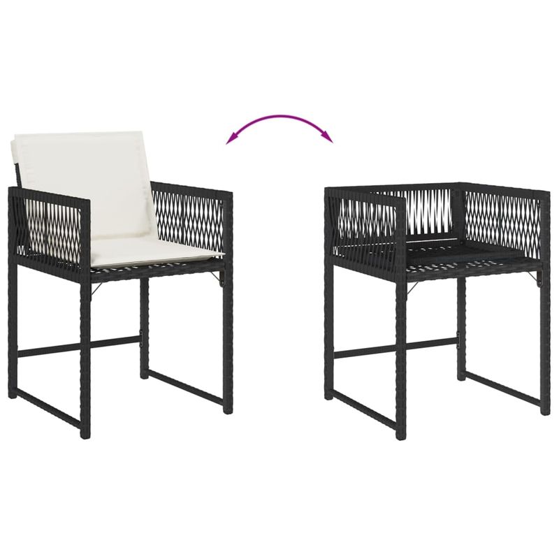 Casa si Gradina - Gradina si terasa - Mobilier exterior - Scaune si sezlonguri gradina - Scaune de gradina cu perne, 4 buc., negru, poliratan - Infinity.ro