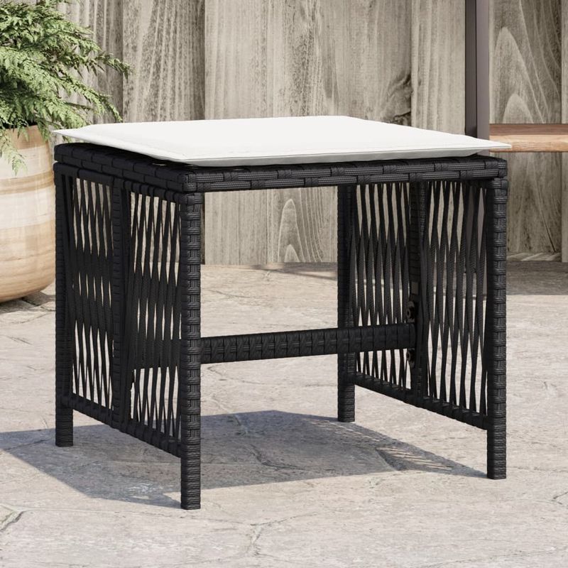 Casa si Gradina - Gradina si terasa - Mobilier exterior - Scaune si sezlonguri gradina - Scaune de gradina cu perne, 4 buc. negru 41x41x36 cm poliratan - Infinity.ro