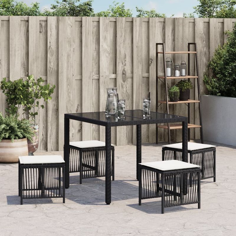 Casa si Gradina - Gradina si terasa - Mobilier exterior - Scaune si sezlonguri gradina - Scaune de gradina cu perne, 4 buc. negru 41x41x36 cm poliratan - Infinity.ro