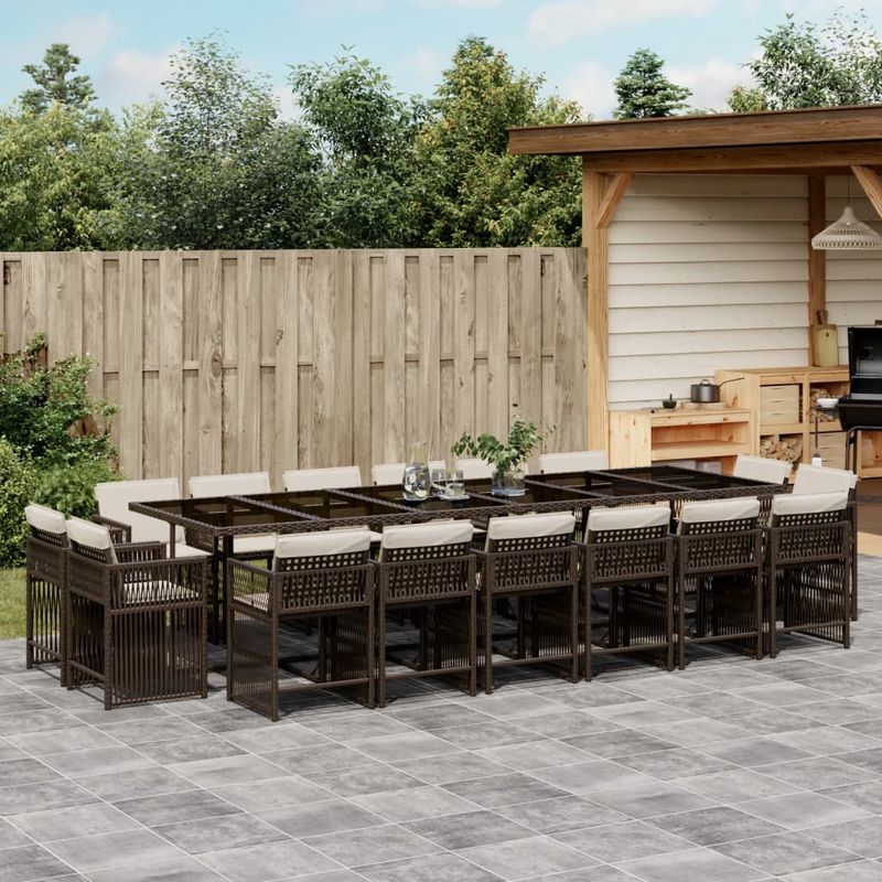 Casa si Gradina - Gradina si terasa - Mobilier exterior - Seturi mobila gradina - Set mobilier de gradina cu perne, 17 piese, maro, poliratan - Infinity.ro