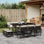 Casa si Gradina - Gradina si terasa - Mobilier exterior - Seturi mobila gradina - Set mobilier de exterior cu perne, 11 piese, negru, poliratan - Infinity.ro