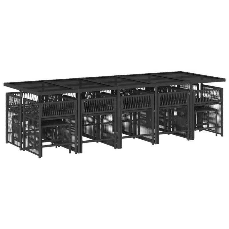 Casa si Gradina - Gradina si terasa - Mobilier exterior - Seturi mobila gradina - Set mobilier de gradina cu perne, 15 piese, negru, poliratan - Infinity.ro