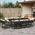 Casa si Gradina - Gradina si terasa - Mobilier exterior - Seturi mobila gradina - Set mobilier de gradina cu perne, 13 piese, negru, poliratan - Infinity.ro