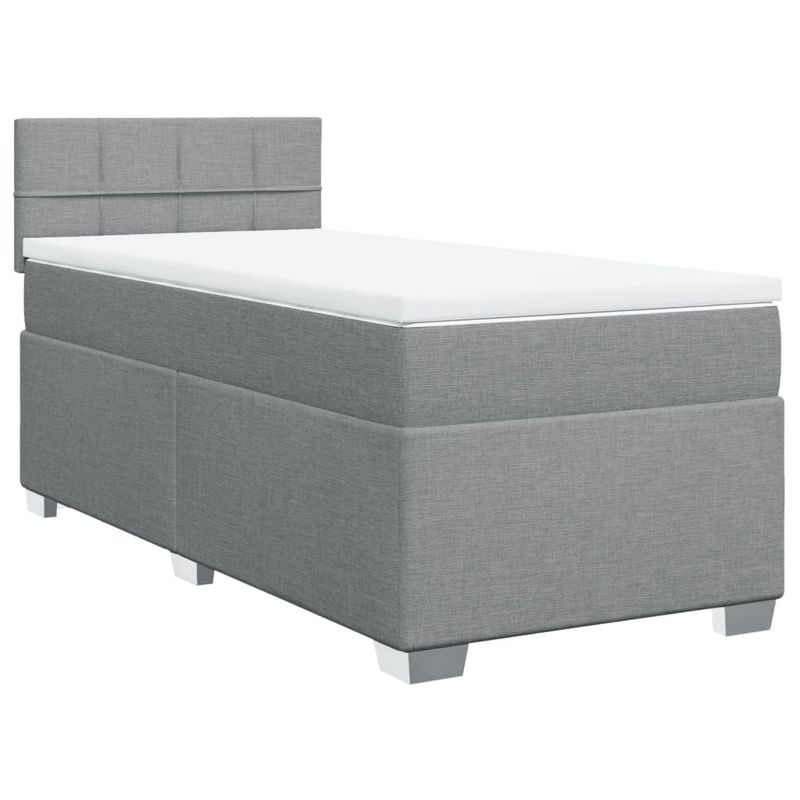 Casa si Gradina - Mobilier - Paturi si accesorii - Paturi - Pat box spring cu saltea, gri deschis, 90x200 cm, textil - Infinity.ro