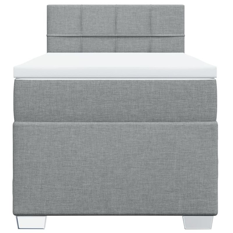 Casa si Gradina - Mobilier - Paturi si accesorii - Paturi - Pat box spring cu saltea, gri deschis, 90x200 cm, textil - Infinity.ro