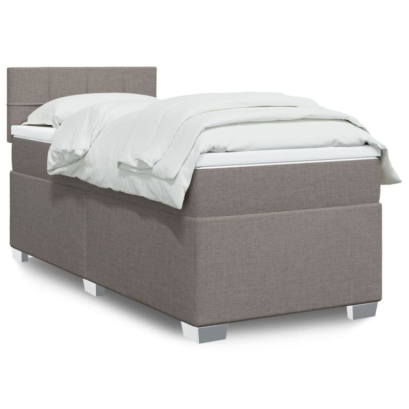 Casa si Gradina - Mobilier - Paturi si accesorii - Paturi - Pat box spring cu saltea, gri taupe, 80x200 cm, textil - Infinity.ro