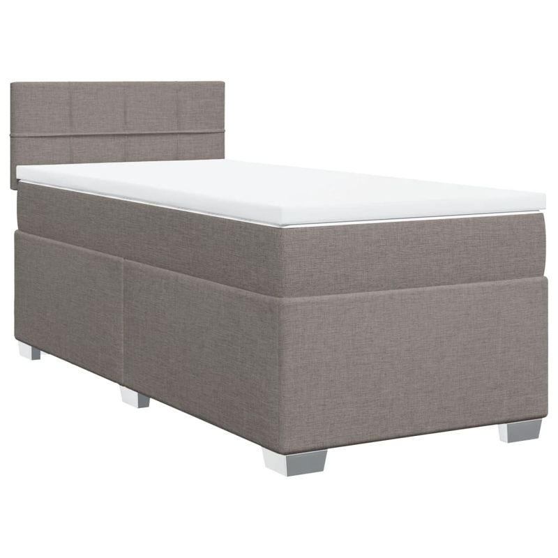 Casa si Gradina - Mobilier - Paturi si accesorii - Paturi - Pat box spring cu saltea, gri taupe, 80x200 cm, textil - Infinity.ro