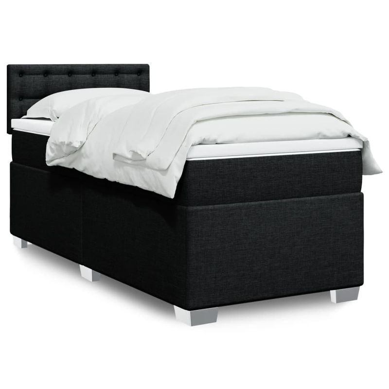 Casa si Gradina - Mobilier - Paturi si accesorii - Paturi - Pat box spring cu saltea, negru, 80x200 cm, textil - Infinity.ro
