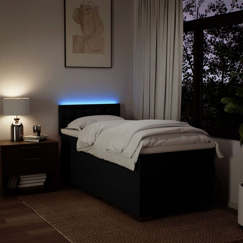 Casa si Gradina - Mobilier - Paturi si accesorii - Paturi - Pat box spring cu saltea, negru, 80x200 cm, textil - Infinity.ro