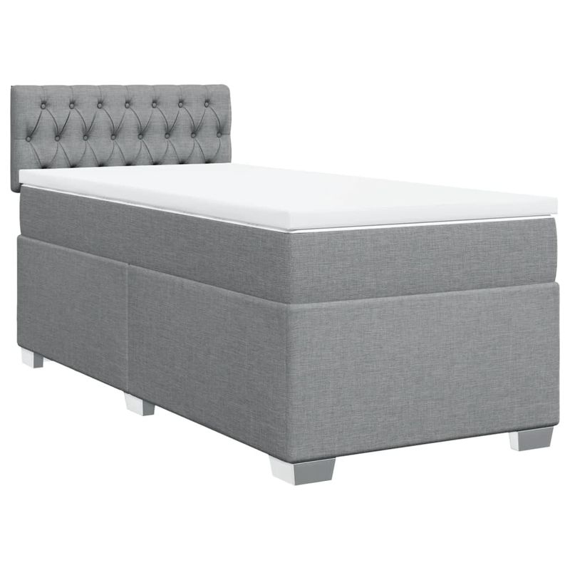 Casa si Gradina - Mobilier - Paturi si accesorii - Paturi - Pat box spring cu saltea, gri deschis, 90x200 cm, textil - Infinity.ro