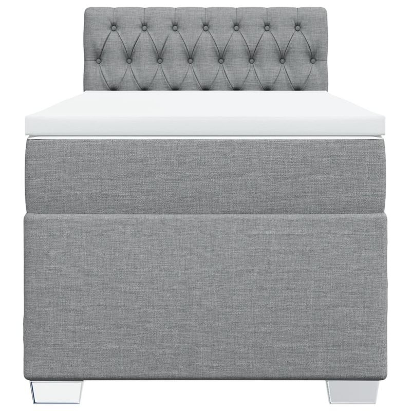 Casa si Gradina - Mobilier - Paturi si accesorii - Paturi - Pat box spring cu saltea, gri deschis, 90x200 cm, textil - Infinity.ro