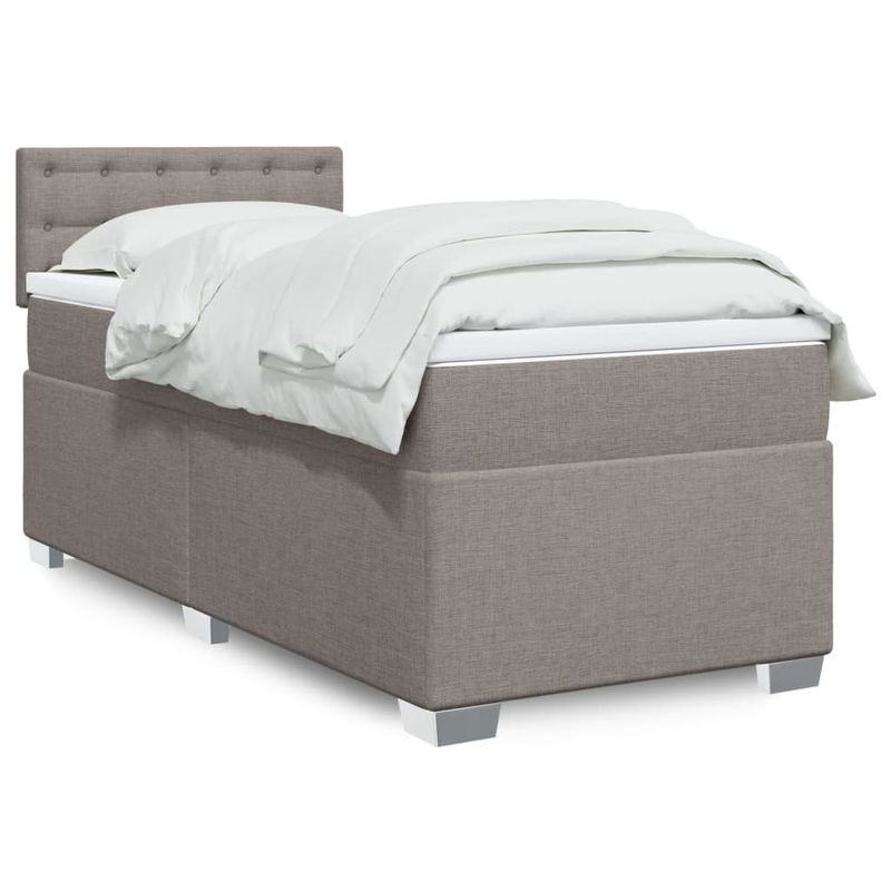 Casa si Gradina - Mobilier - Paturi si accesorii - Paturi - Pat box spring cu saltea, gri taupe, 80x200 cm, textil - Infinity.ro