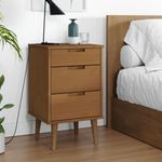 Casa si Gradina - Mobilier - Comode si corpuri - Noptiere - Dulap noptiera "MOLDE", maro, 40x35x65 cm, lemn masiv de pin - Infinity.ro
