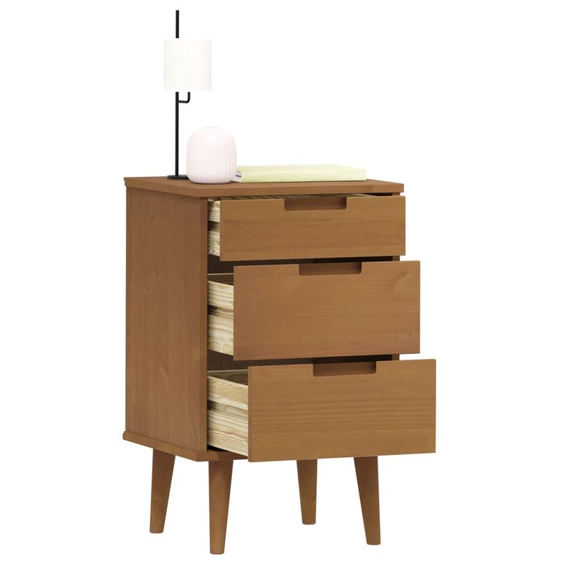Casa si Gradina - Mobilier - Comode si corpuri - Noptiere - Dulap noptiera "MOLDE", maro, 40x35x65 cm, lemn masiv de pin - Infinity.ro