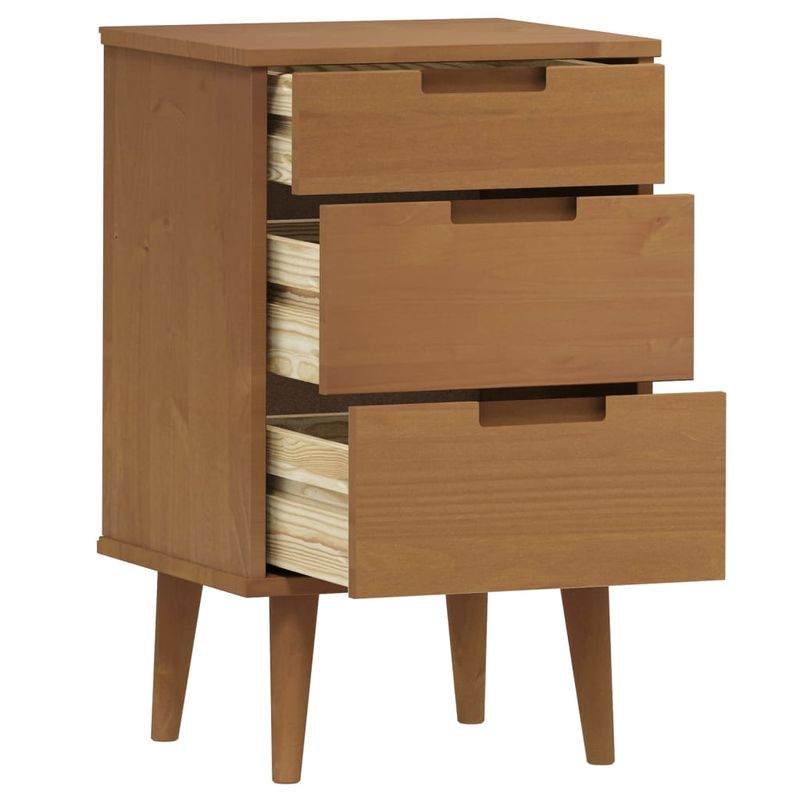 Casa si Gradina - Mobilier - Comode si corpuri - Noptiere - Dulap noptiera "MOLDE", maro, 40x35x65 cm, lemn masiv de pin - Infinity.ro