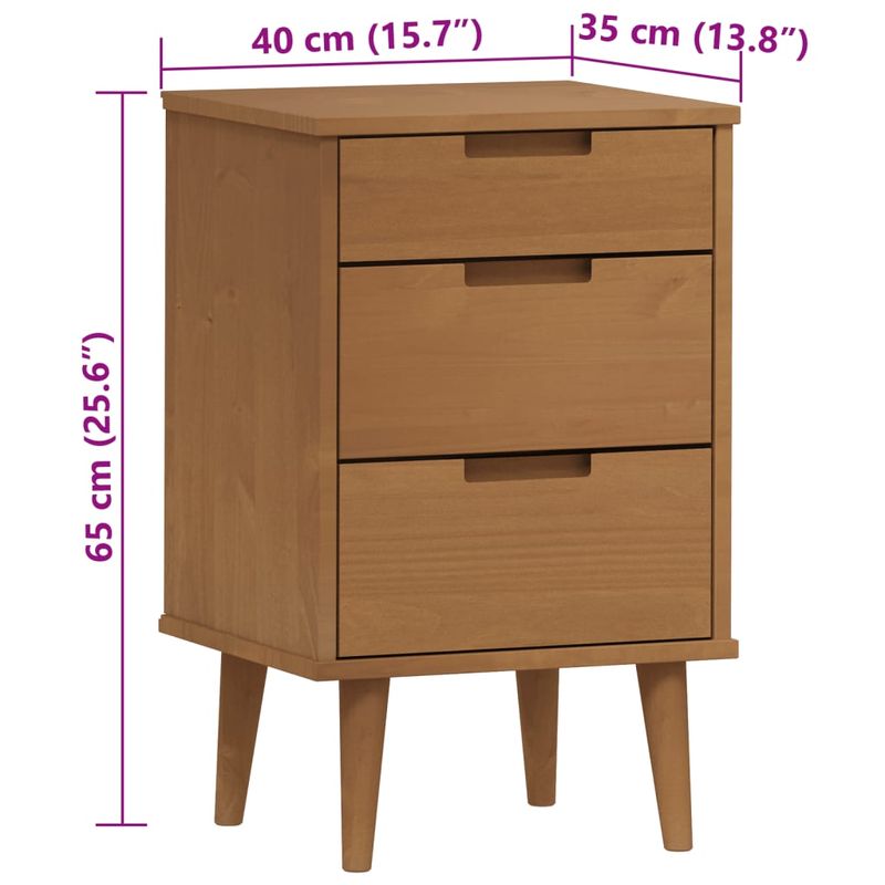 Casa si Gradina - Mobilier - Comode si corpuri - Noptiere - Dulap noptiera "MOLDE", maro, 40x35x65 cm, lemn masiv de pin - Infinity.ro